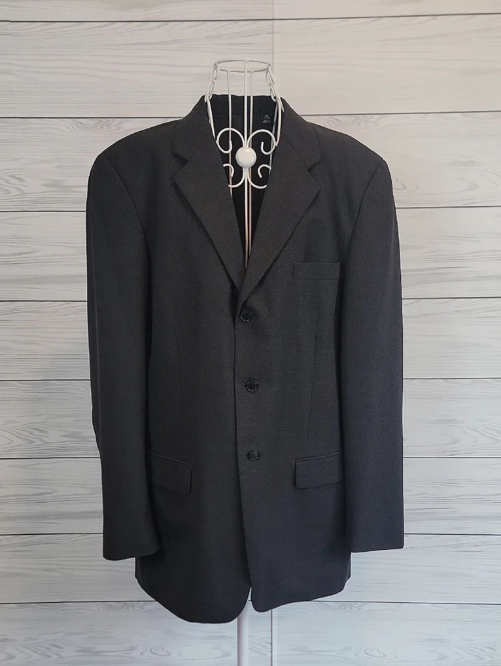 Calvin Klein Suit Blazer - Tailored Three-Button - Charcoal Grey Mens Size 44R
